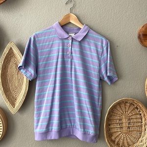 Vintage pastel striped polo shirt